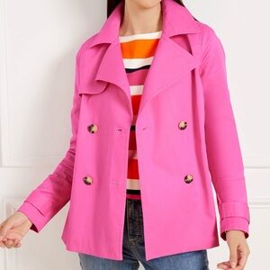 Talbots Vibrant Pink short trench Coat